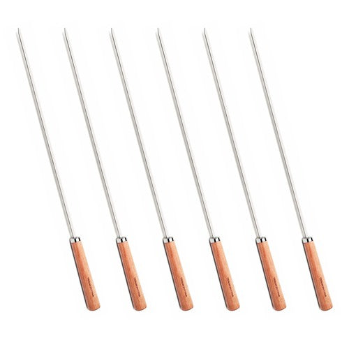 6 Pce Skewer Set Wood Handle - 55cm